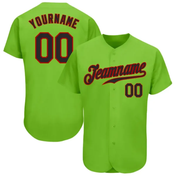 Custom Neon Green Baseball Jersey with Black-Red