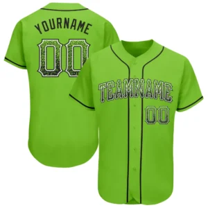 Custom Neon Green Drift Fashion Baseball Jersey with Black-White