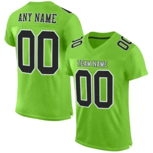 Custom Neon Green Mesh Football Jersey with Black
