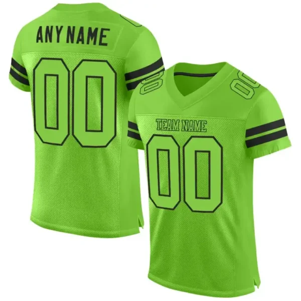 Custom Neon Green Mesh Football Jersey with Black