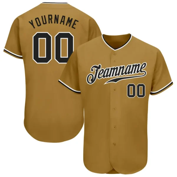 Custom Old Gold Baseball Jersey with Black-White