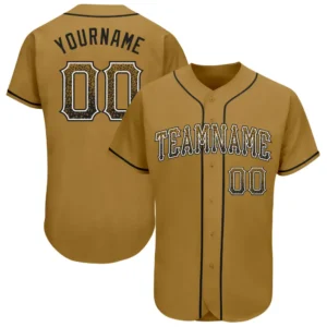 Custom Old Gold Drift Fashion Baseball Jersey with Black-White
