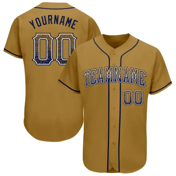 Custom Old Gold Drift Fashion Baseball Jersey with Navy-White