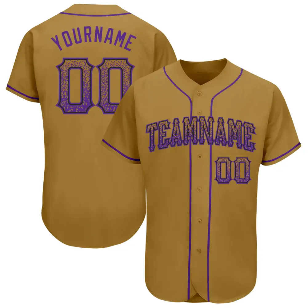 Custom Old Gold Drift Fashion Baseball Jersey with Purple-Black
