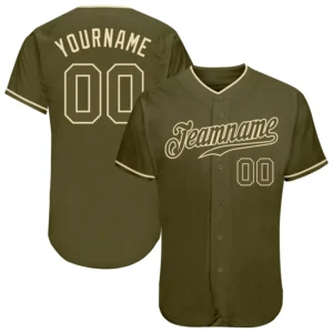 Custom Olive Baseball Jersey with Olive-Cream