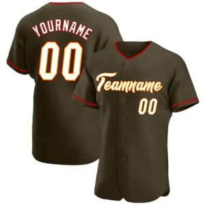 Custom Olive Baseball Jersey with White-Gold