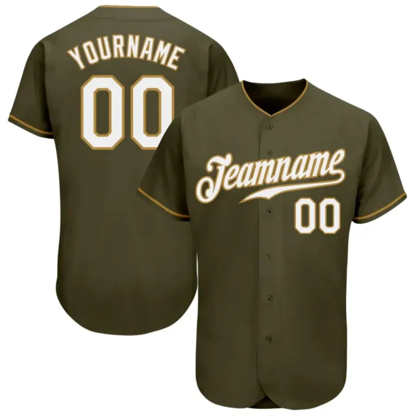 Custom Olive Baseball Jersey with White-Old Gold