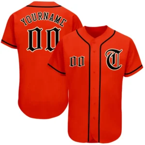 Custom Orange Baseball Jersey with Black-Cream
