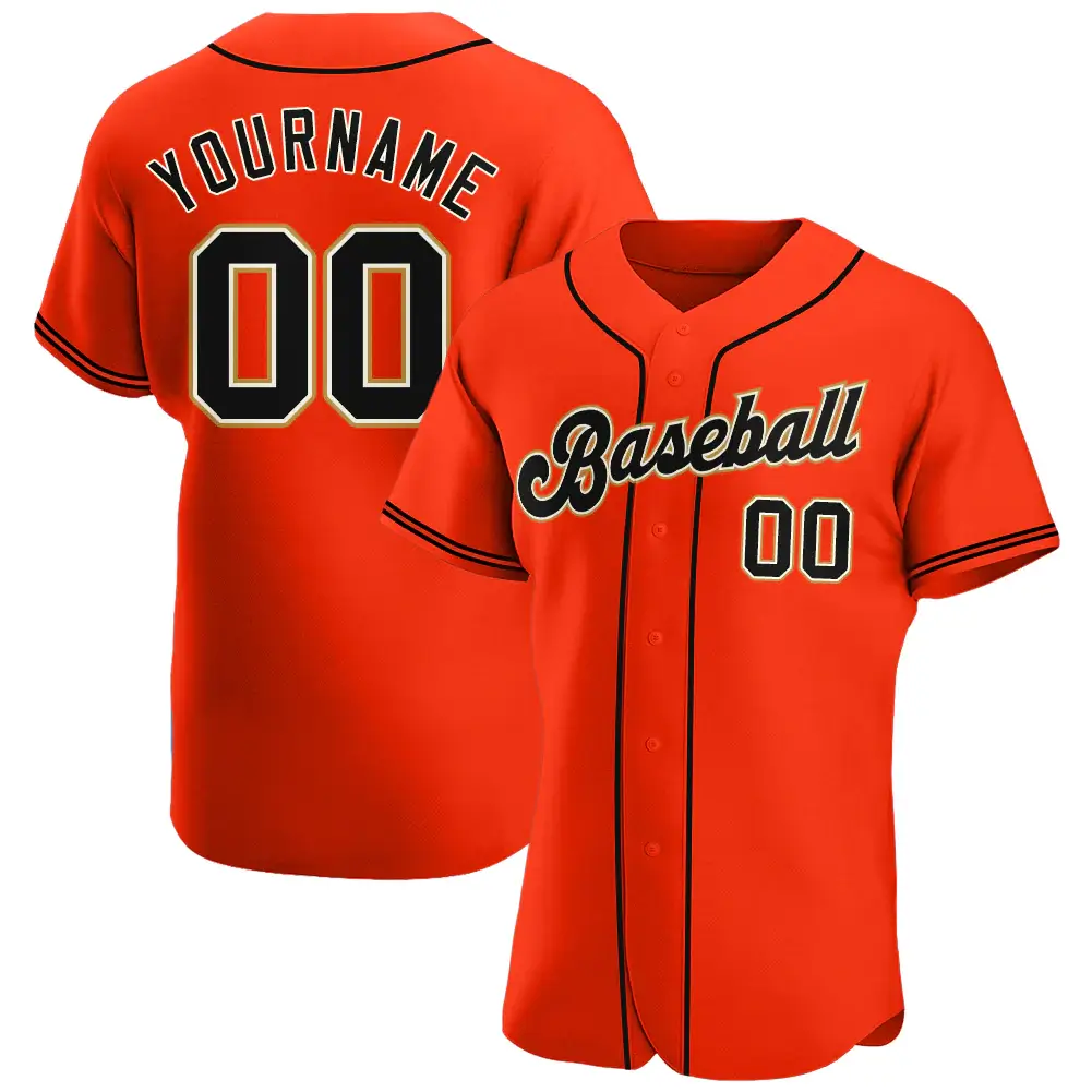 Custom Orange Baseball Jersey with Black-Cream