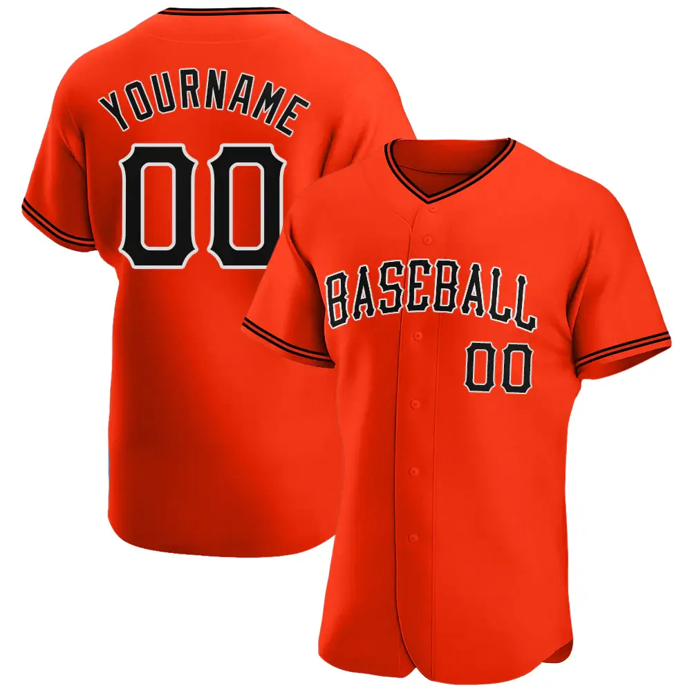 Custom Orange Baseball Jersey with Black-White