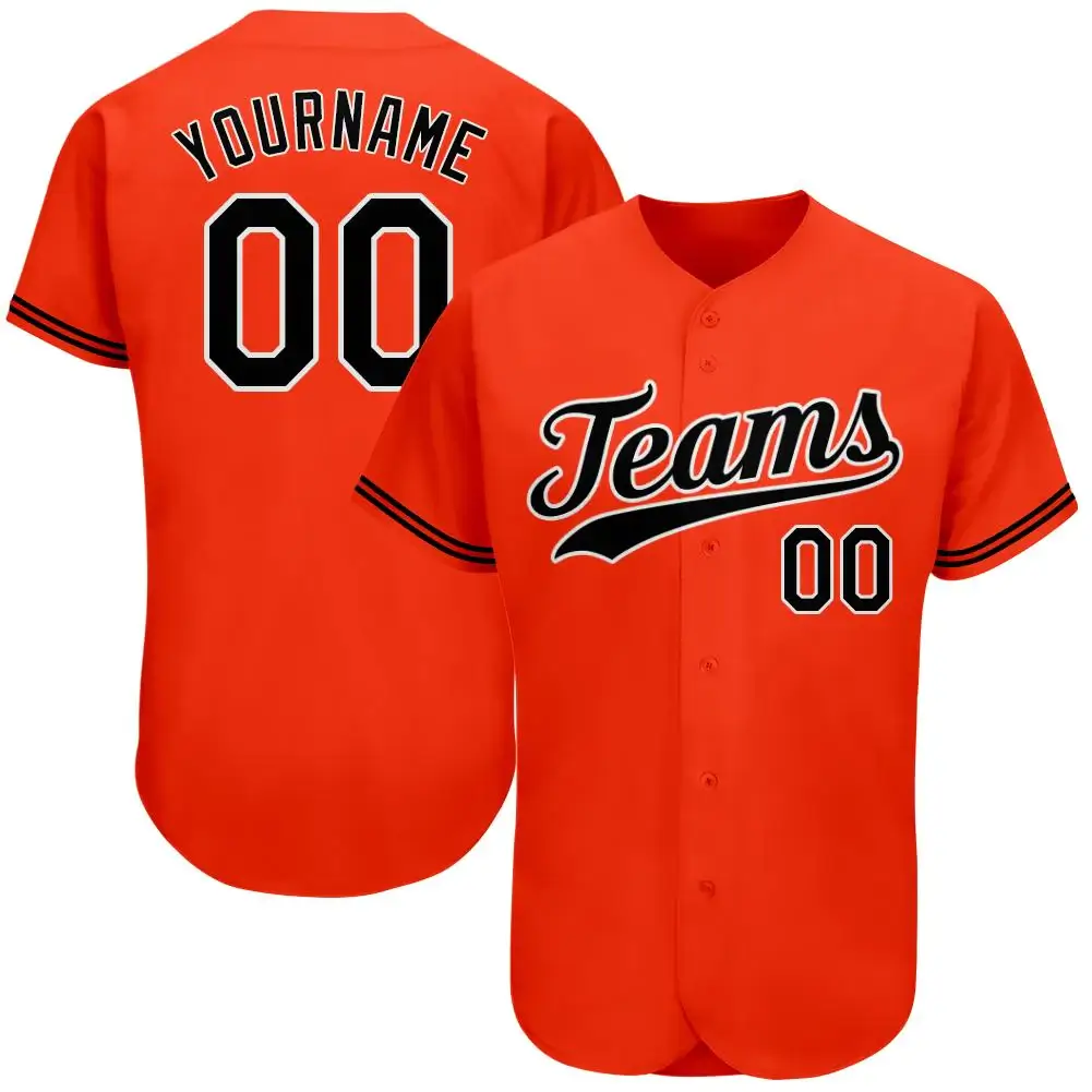 Custom Orange Baseball Jersey with Black-White