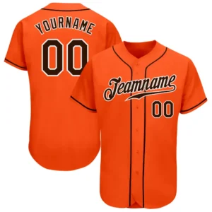 Custom Orange Baseball Jersey with Brown-White
