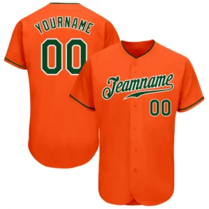 Custom Orange Baseball Jersey with Green-White