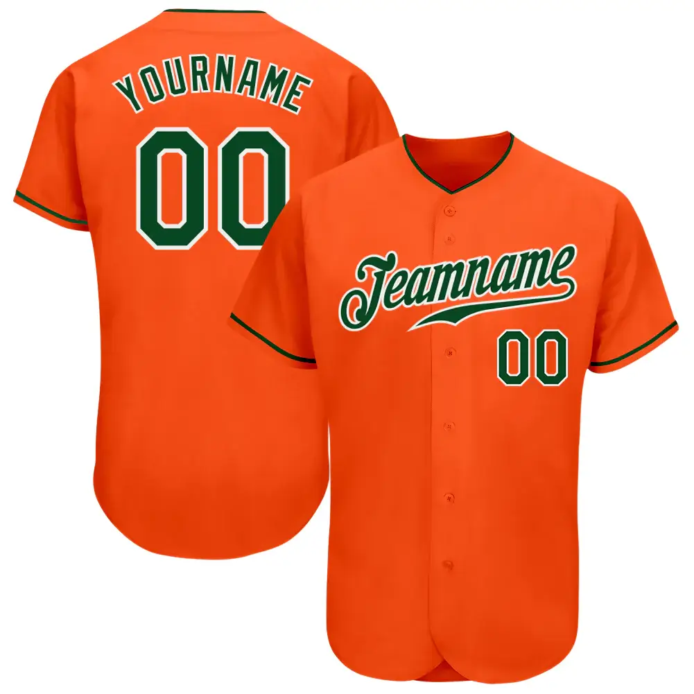 Custom Orange Baseball Jersey with Green-White