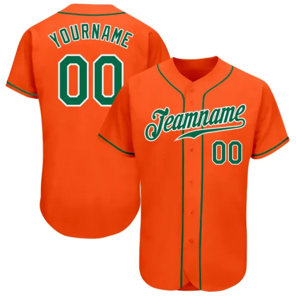 Custom Orange Baseball Jersey with Kelly Green-White