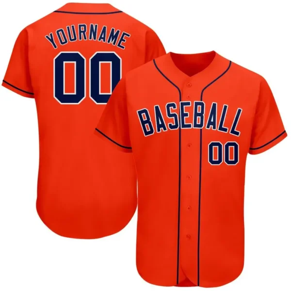 Custom Orange Baseball Jersey with Navy-White