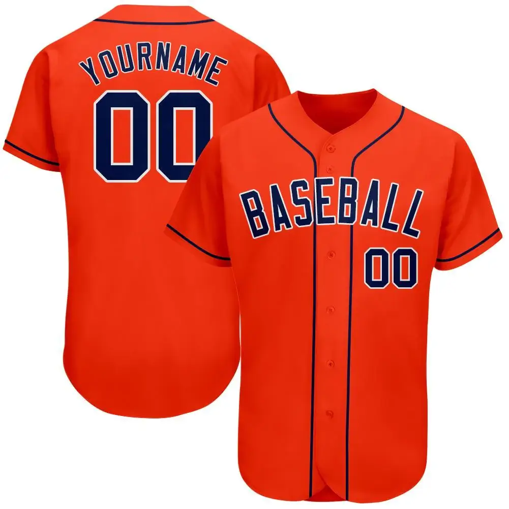 Custom Orange Baseball Jersey with Navy-White