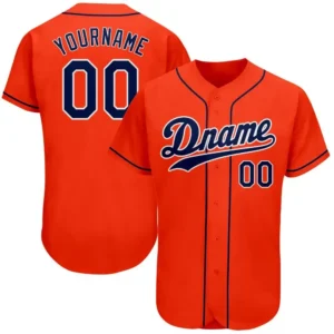 Custom Orange Baseball Jersey with Navy-White