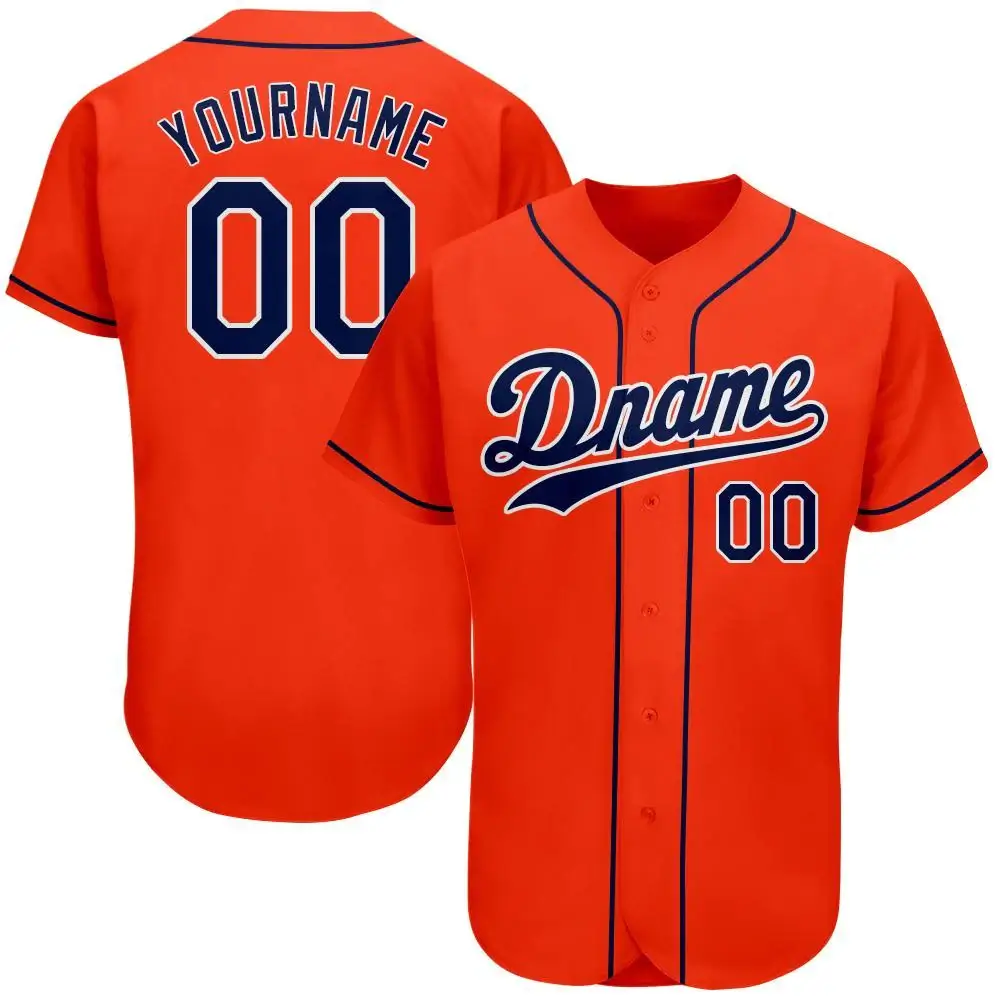 Custom Orange Baseball Jersey with Navy-White