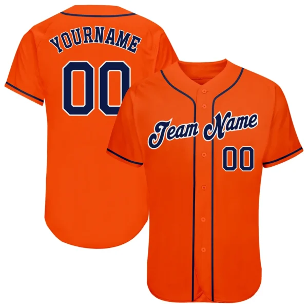 Custom Orange Baseball Jersey with Navy-White