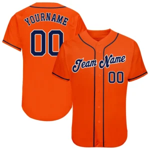 Custom Orange Baseball Jersey with Navy-White
