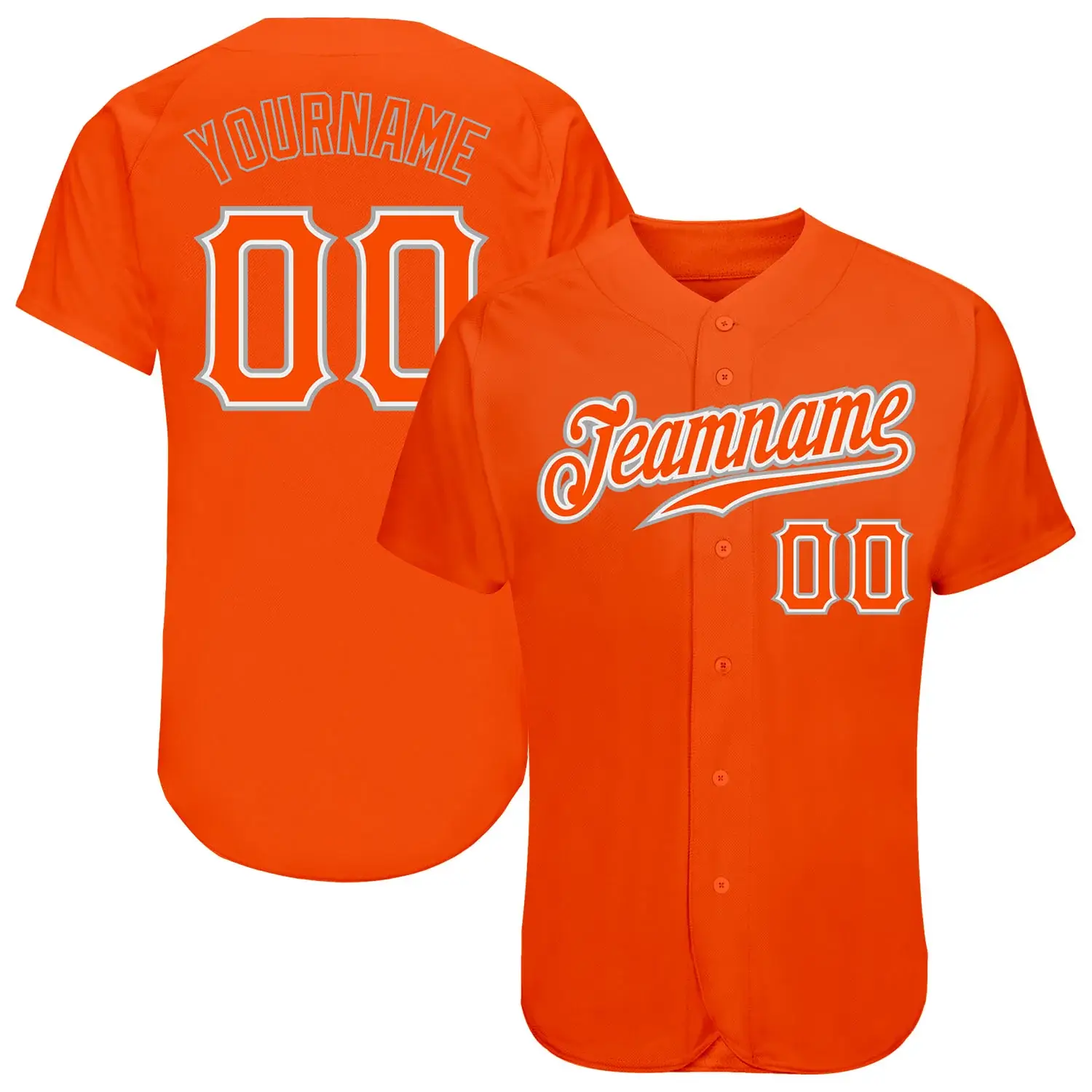 Custom Orange Baseball Jersey with Orange-Gray