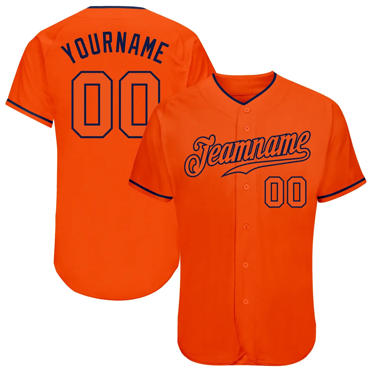 Custom Orange Baseball Jersey with Orange-Navy