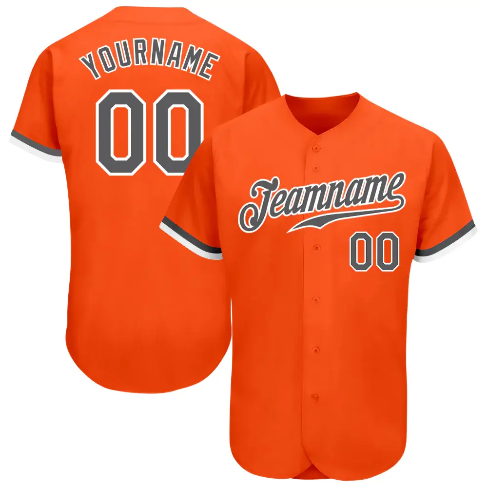 Custom Orange Baseball Jersey with Steel Gray-White