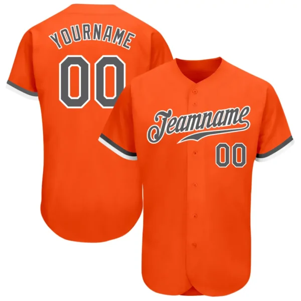 Custom Orange Baseball Jersey with Steel Gray-White
