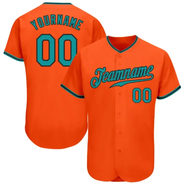 Custom Orange Baseball Jersey with Teal-Black