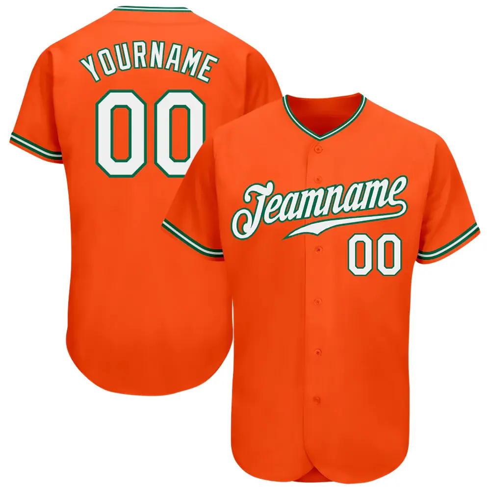 Custom Orange Baseball Jersey with White-Kelly Green