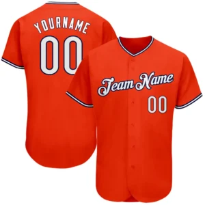 Custom Orange Baseball Jersey with White-Navy