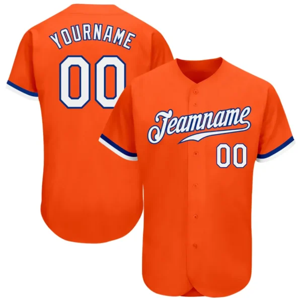 Custom Orange Baseball Jersey with White-Royal