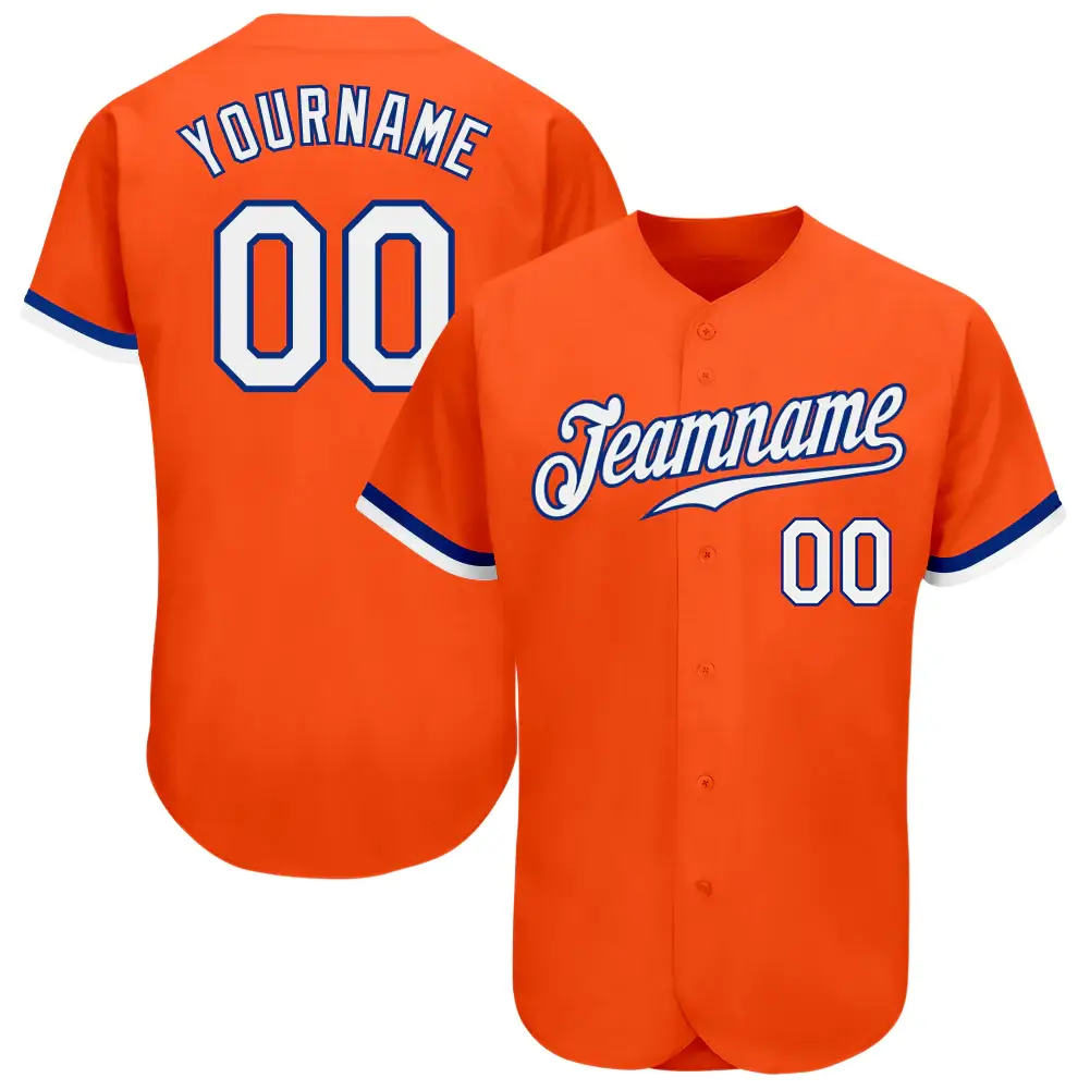 Custom Orange Baseball Jersey with White-Royal