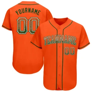 Custom Orange Drift Fashion Baseball Jersey with Green-White