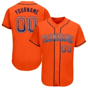 Custom Orange Drift Fashion Baseball Jersey with Navy-White
