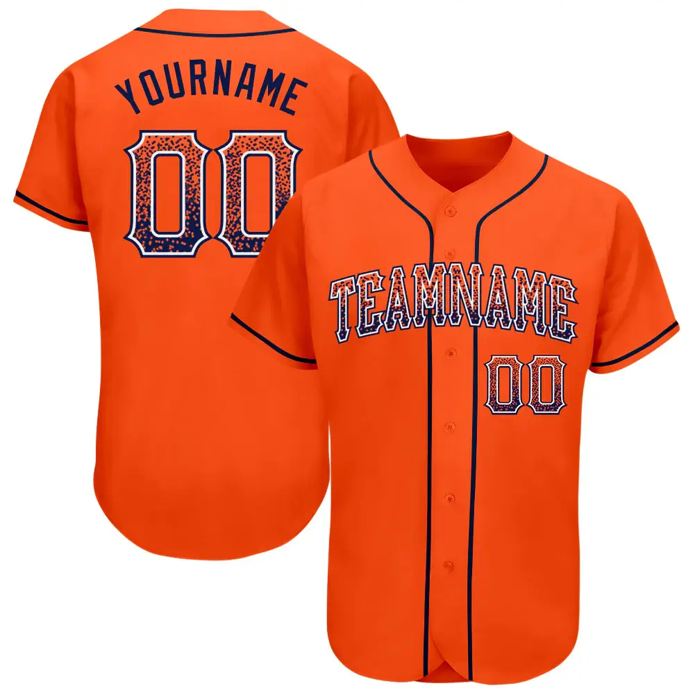 Custom Orange Drift Fashion Baseball Jersey with Navy-White