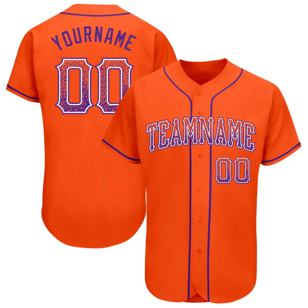 Custom Orange Drift Fashion Baseball Jersey with Purple-White