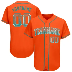Custom Orange Drift Fashion Baseball Jersey with Teal-White
