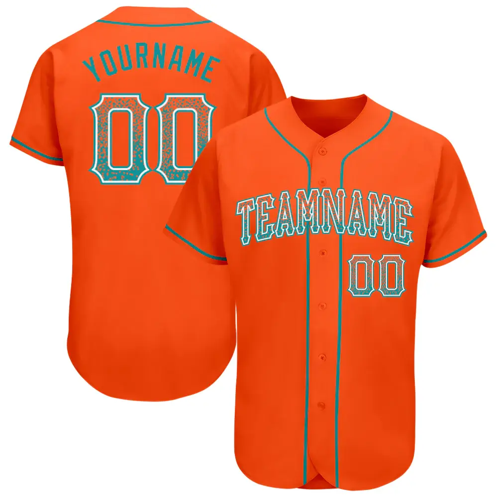 Custom Orange Drift Fashion Baseball Jersey with Teal-White