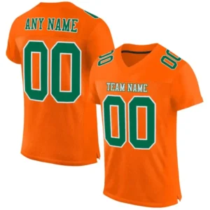 Custom Orange Mesh Football Jersey with Kelly Green