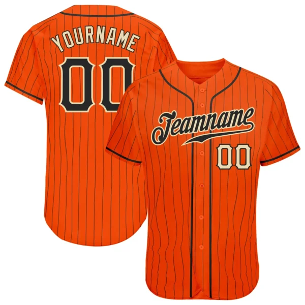 Custom Orange Pinstripe Baseball Jersey with Black-Cream