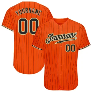 Custom Orange Pinstripe Baseball Jersey with Black-Old Gold
