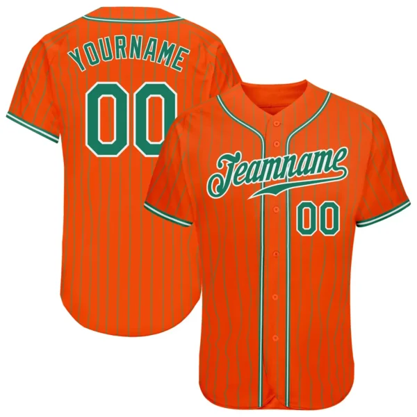 Custom Orange Pinstripe Baseball Jersey with Kelly Green-White