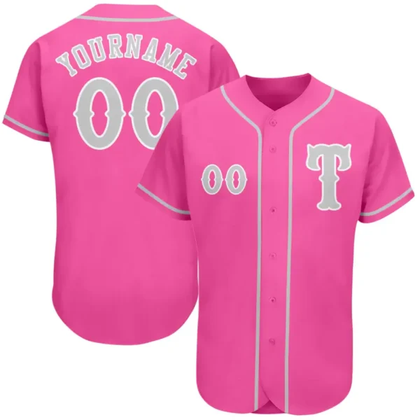 Custom Pink Baseball Jersey with Gray-White
