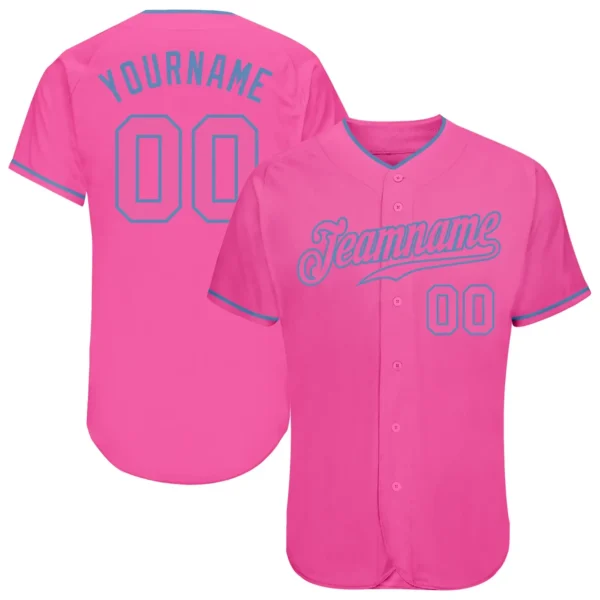 Custom Pink Baseball Jersey with Pink-Light Blue