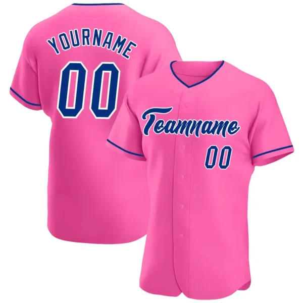 Custom Pink Baseball Jersey with Royal-White