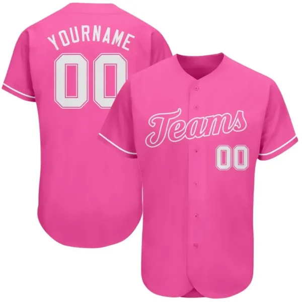 Custom Pink Baseball Jersey with White
