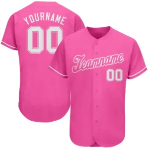 Custom Pink Baseball Jersey with White