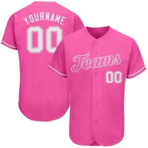 Custom Pink Baseball Jersey with White
